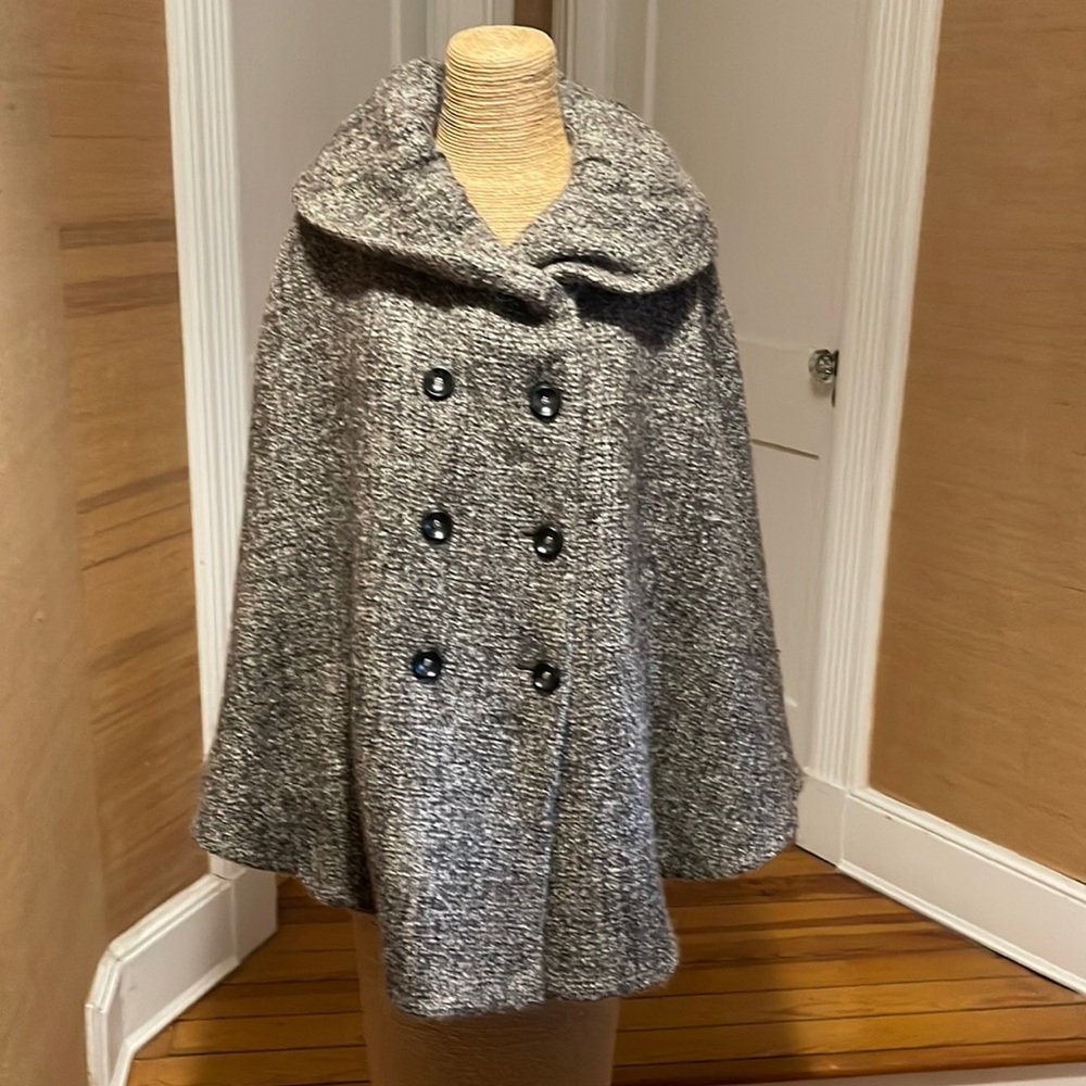 Calvin Klein Tweed Double Breasted Cape